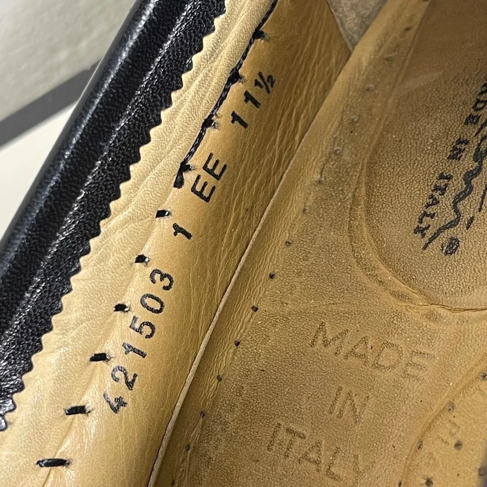 Santoni 421503 Black Leather Kiltie Tassel‎ Loafers Dress Shoes Men's 11.5 EE